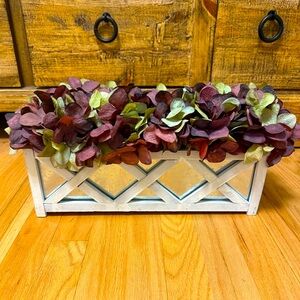 HOUSE OF SILK Custom Made Faux Floral-White Wood Washed Mirrored Ledge Planter